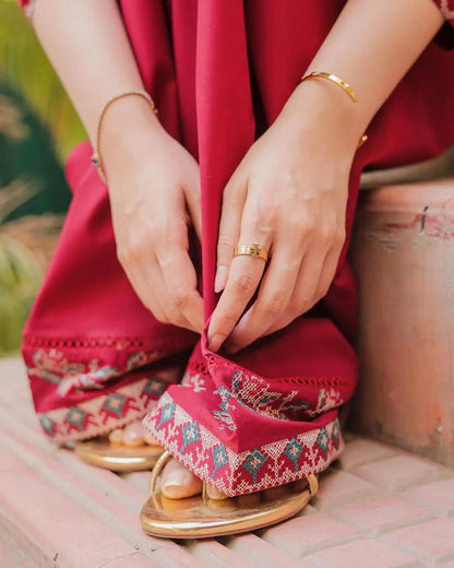 BrandsInn-2PC DHANAK EMBROIDERED SHIRT AND EMBROIDRED TROUSER-BI-126