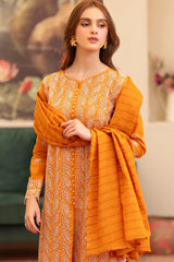 BrandsInn - 3PC LAWN CHIKENKAARI EMBROIDERED SHIRT WITH LAWN TUBE SLUB DUPATTA AND TROUSER-BI-6300