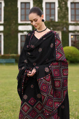 BrandsInn-3PC KARANDI EMBROIDERED SHIRT WITH KARANDI EMBROIDERED SHAWL AND TROUSER-BI-4398