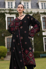 BrandsInn-3PC KARANDI EMBROIDERED SHIRT WITH KARANDI EMBROIDERED SHAWL AND TROUSER-BI-4398