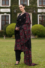 BrandsInn-3PC KARANDI EMBROIDERED SHIRT WITH KARANDI EMBROIDERED SHAWL AND TROUSER-BI-4398