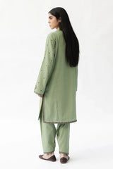 BrandsInn-2PC DHANAK EMBROIDERED SHIRT WITH DHANAK EMBROIDRED SLEEVES-BI-143