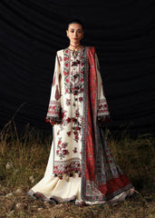 BrandsInn-3PC DHANAK EMBROIDERED SHIRT WITH WOOL PRINTED SHAWL AND EMB TROUSER -BI-5186