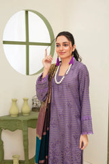 BRANDSINN-3PC KHADAR CUTWORK EMBROIDERED SHIRT WITH KASHMIRI JACQUARD WOOL SHAWL-BI-4063