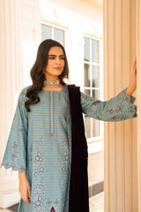 BRANDSINN-3PC KHADDAR EMBROIDERED SHIRT WITH VELVET EMBROIDERED READY TO WEAR SHAWL-BI-4041