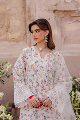 BrandsInn-3PC LAWN SCHIFFLI EMBROIDERED PRINTED SHIRT WITH SILK PRINT DUPATTA AND PRINT TROUSER-BI-015