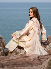 BrandsInn-3PC LAWN LASERCUTWORK EMBROIDERED SHIRT WITH KHAADI NET EMBROIDERED DUPATTA AND TROUSER-BI-4721