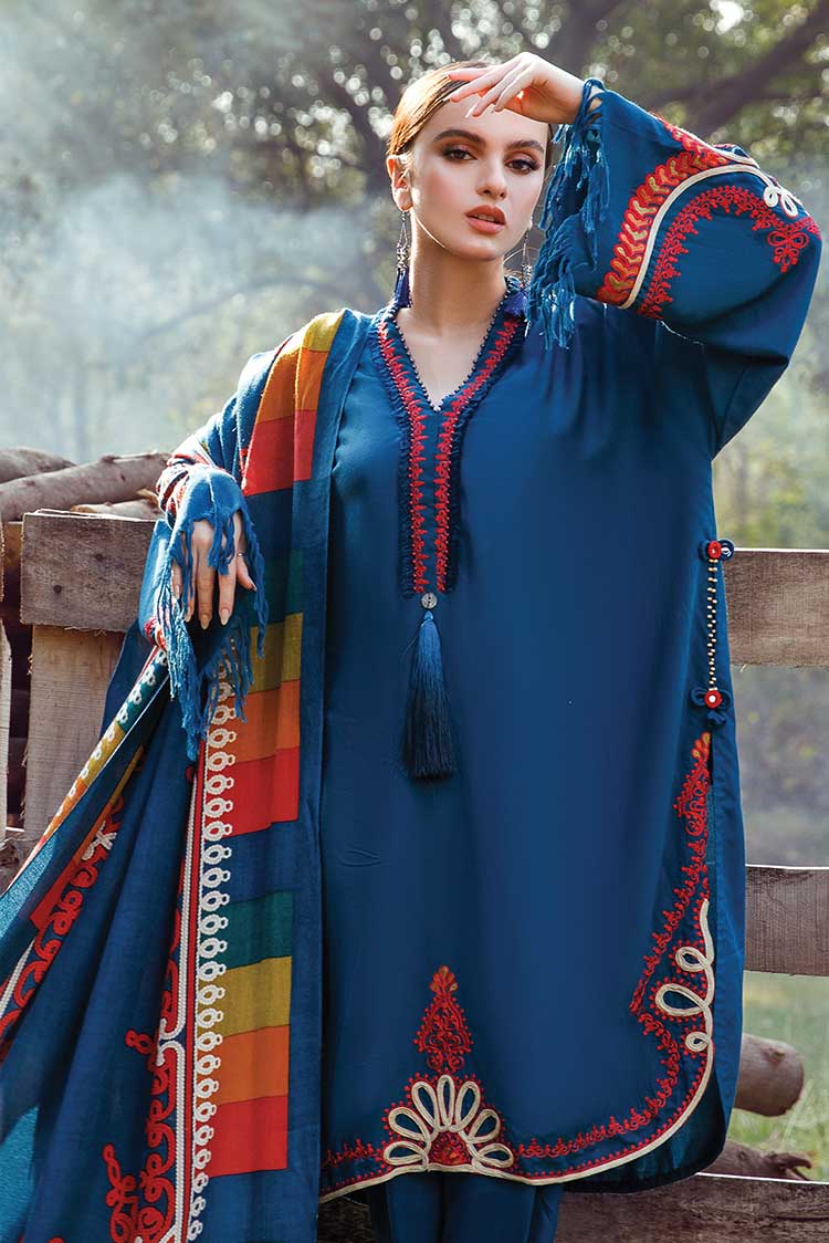 BrandsInn -3PC KHADAR HEAVY EMBROIDERED WITH COUTURE PRINT SHAWL-BI-4077