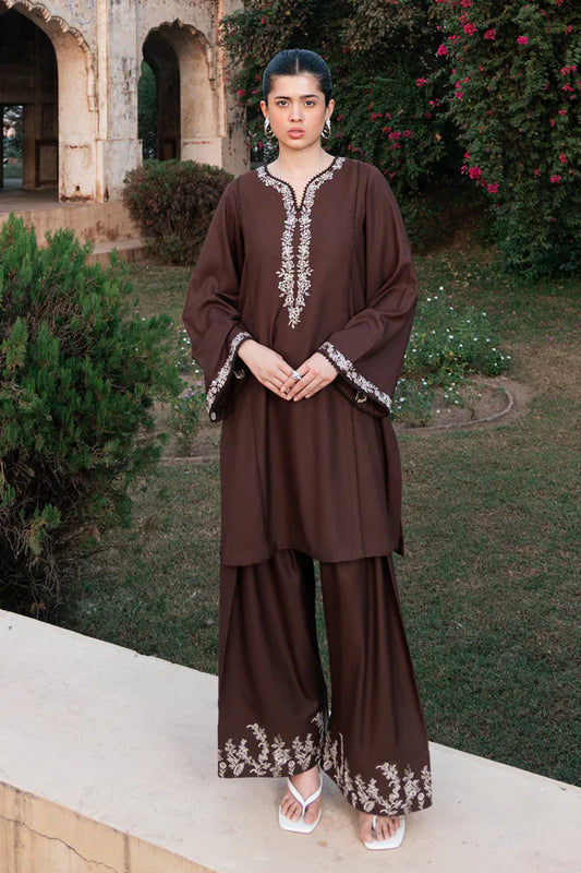 BrandsInn-2PC DHANAK EMBROIDERED SHIRT WITH DHANAK EMBROIDERED TROUSER-BI-4029