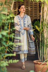 BrandsInn-3PC LAWN EMBROIDERED SHIRT WITH MONARK PRINTED DUPATTA & EMB TROUSER-BI-170