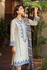 BrandsInn-3PC LAWN EMBROIDERED SHIRT WITH MONARK PRINTED DUPATTA & EMB TROUSER-BI-170