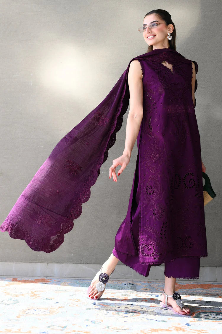 BrandsInn-3PC LAWN EMBROIDERED SHIRT WITH KHADDI NET EMBROIDERED DUPATTA AND TROUSER-BI-4814