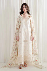 BrandsInn_3PC LAWN CHIKAN EMBROIDERED SHIRT WITH SILK PRINTED DUPATTA AND TROUSER-BI-4902