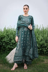 BrandsInn-3PC DHANAK EMBROIDERED SHIRT WITH DHANAK EMBROIDERED SHAWL AND TROUSER-BI-5042