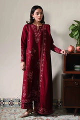 BrandsInn-3PC DHANAK EMBROIDERED SHIRT WITH DHANAK EMBROIDERED SHAWL AND TROUSER-BI-5031