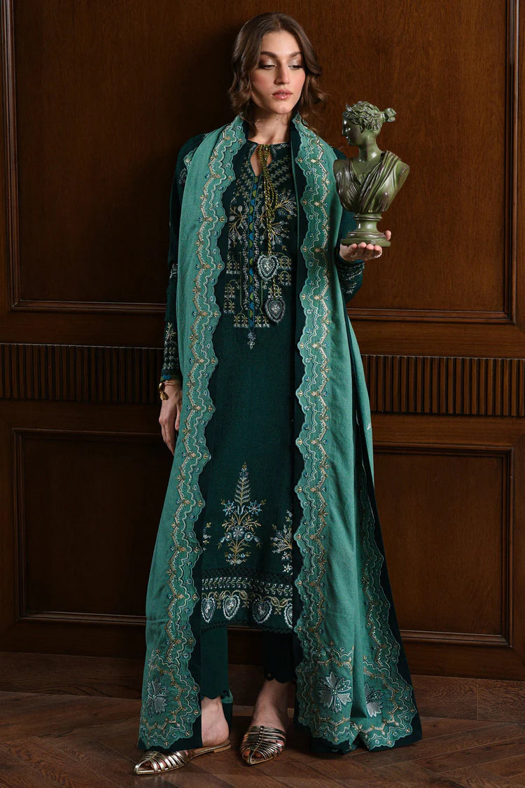 BrandsInn-3PC KARANDI EMBROIDERED SHIRT WITH DHANAK EMBROIDERED SHAWL AND TROUSER-BI-4332