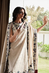 BrandsInn-3PC KARANDI EMBROIDERED SHIRT WITH KARANDI EMBROIDERED SHAWL AND TROUSER-BI-4333