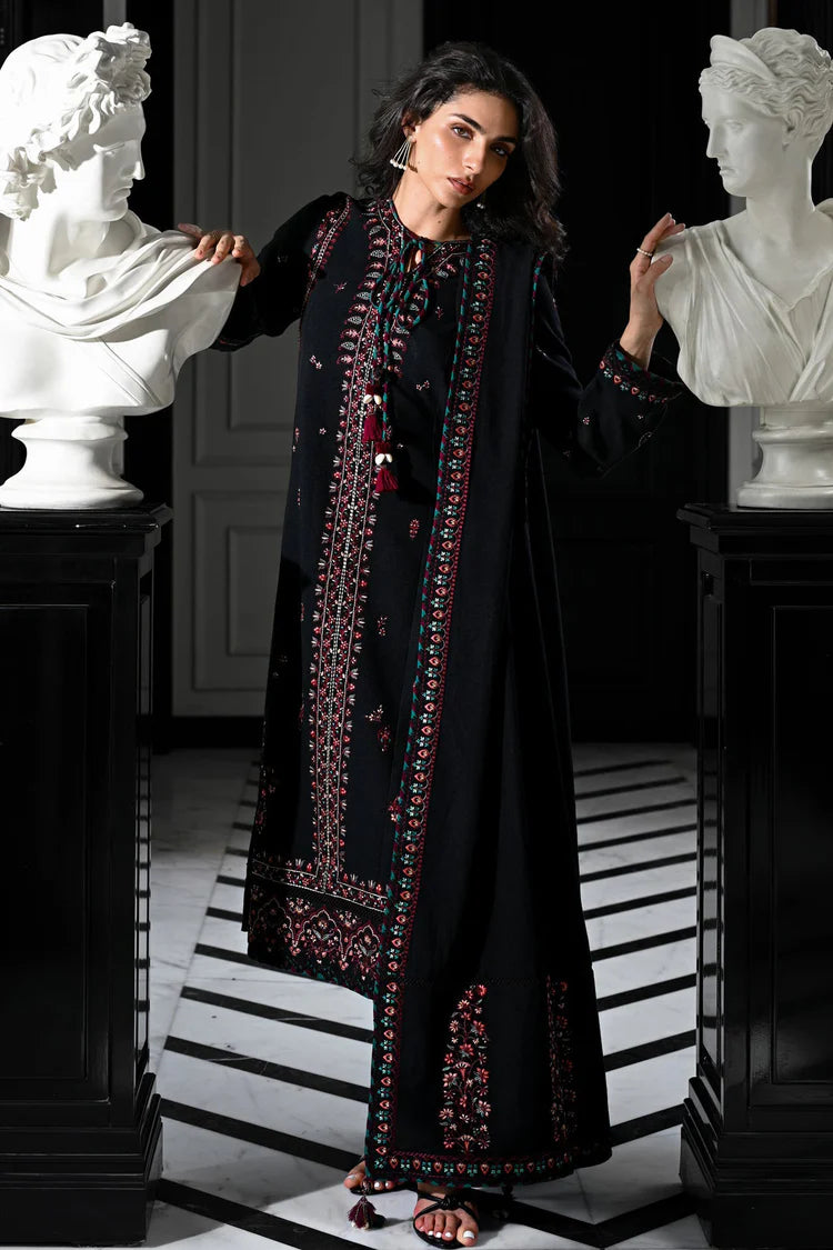 BrandsInn-3PC DHANAK EMBROIDERED SHIRT WITH DHANAK EMBROIDERED SHAWL AND TROUSER-BI-4340