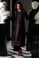 BrandsInn-3PC DHANAK EMBROIDERED SHIRT WITH DHANAK EMBROIDERED SHAWL AND TROUSER-BI-4340