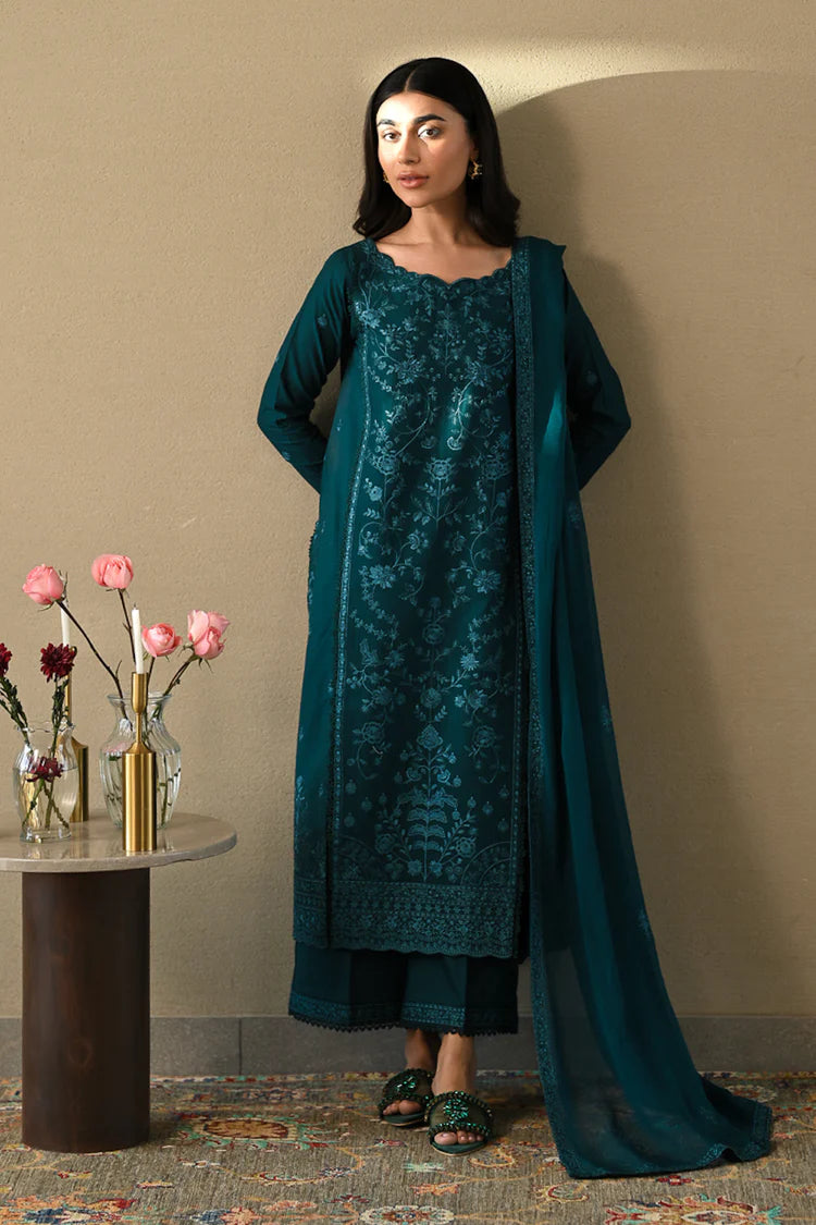 BrandsInn-3PC LAWN EMBROIDERED SHIRT WITH CHIFFON EMB DUPATTA AND TROUSER-BI-4512