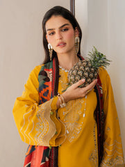 BrandsInn-3PC LAWN EMBROIDERED SHIRT WITH CHIFFON PRINT DUPATTA AND EMB TROUSER-BI-4821