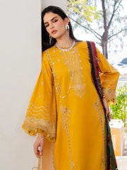 BrandsInn-3PC LAWN EMBROIDERED SHIRT WITH CHIFFON PRINT DUPATTA AND EMB TROUSER-BI-4821