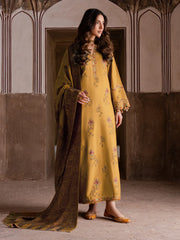 BrandsInn-3PC KHADDAR EMBROIDERED SHIRT WITH PASHMINA WOOL SHAWL & KHADDAR TROUSER-BI-4355
