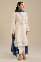 BrandsInn 3PC DHANAK EMBROIDERED SHIRT WITH BAMBER CHIFFON EMBROIDERED DUPATTA AND TROUSER-BI-4054