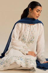 BrandsInn 3PC DHANAK EMBROIDERED SHIRT WITH BAMBER CHIFFON EMBROIDERED DUPATTA AND TROUSER-BI-4054