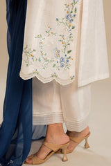 BrandsInn 3PC DHANAK EMBROIDERED SHIRT WITH BAMBER CHIFFON EMBROIDERED DUPATTA AND TROUSER-BI-4054
