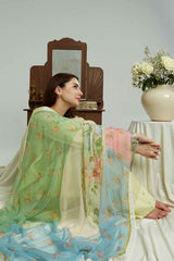 BrandsInn-3PC LAWN EMBROIDERED SHIRT WITH CHIFFON PRINTED DUPATTA & EMB TROUSER-BI-4650