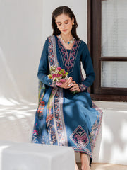 BrandsInn-3PC LAWN EMBROIDERED SHIRT WITH CHIFFON PRINTED DUPATTA AND TROUSER-BI-4846