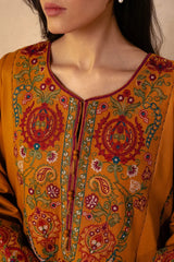 BrandsInn- 3PC DHANAK EMBROIDERED SHIRT WITH DHANAK EMBROIDERED SHAWL AND EMB TROUSER-BI-4044