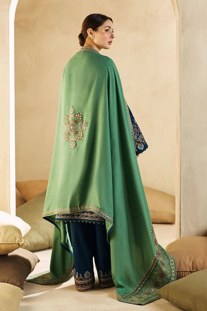 BrandsInn- 3PC DHANAK EMBROIDERED SHIRT DHANAK EMBROIDERED SHAWL AND TROUSER -BI-4059