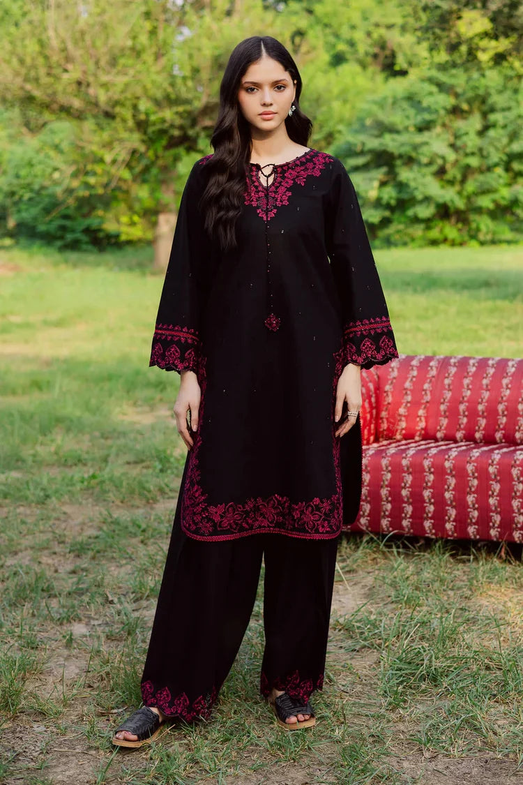 BrandsInn-2PIECE DHANAK EMBROIDERED SHIRT WITH DHANAK EMB TROUSER-BI-15004