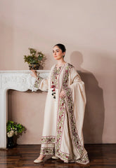 BrandsInn-3PC KARANDI EMBROIDERED SHIRT WITH KARANDI EMB SHAWL AND EMB TROUSER-BI-5213