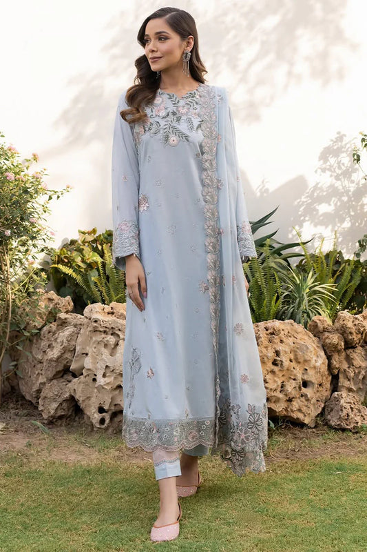 BrandsInn-3PC LAWN EMBROIDERED SHIRT WITH CHIFFON EMBROIDERED DUPATTA & LAWN TROUSER-BI-250