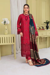 BRANDSINN-3PC KHADAR CUTWORK EMBROIDERED SHIRT WITH KASHMIRI JACQUARD WOOL SHAWL-BI-1503