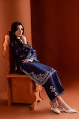 BrandsInn-2PIECE DHANAK EMBROIDERED SHIRT WITH DHANAK EMB SLEEVES-BI-15013