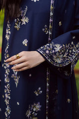 BrandsInn-3PC DHANAK EMBROIDERED SHIRT WITH CHIFFON EMBROIDERED DUPATTA AND TROUSER-BI-5029