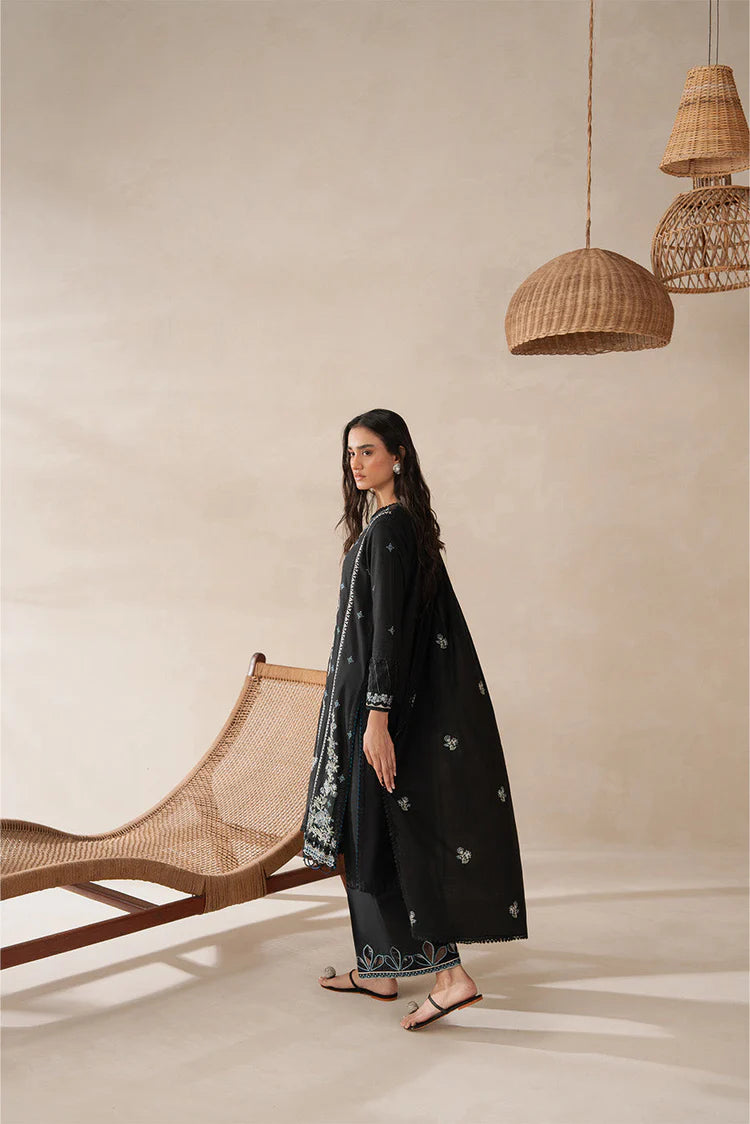 BrandsInn-3PC KARANDI EMBROIDERED SHIRT WITH KHADDI NET EMBROIDERED DUPATTA AND EMB TROUSER-BI-4258