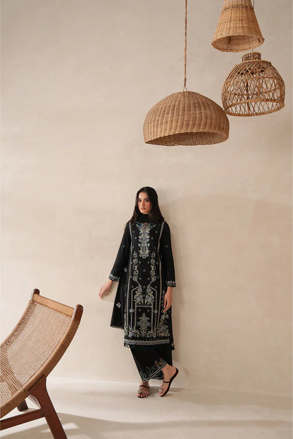 BrandsInn-3PC KARANDI EMBROIDERED SHIRT WITH KHADDI NET EMBROIDERED DUPATTA AND EMB TROUSER-BI-4258