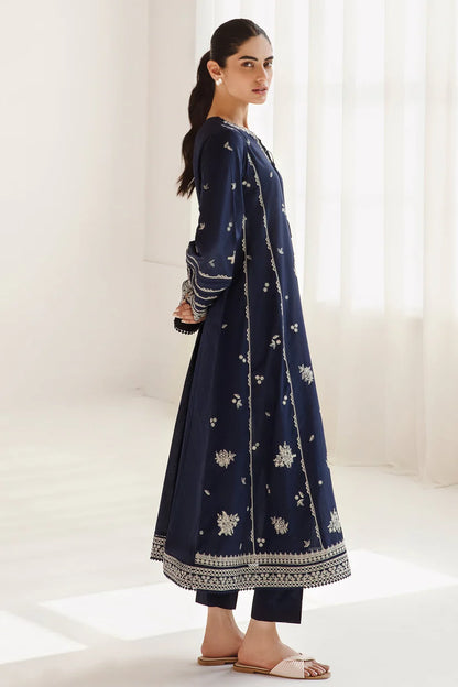 BrandsInn-3PC DHANAK SEQUENCE EMBROIDERED SHIRT WITH COUTRAI PRINTED SHAWL & DHANAK TOUSER-BI-4142