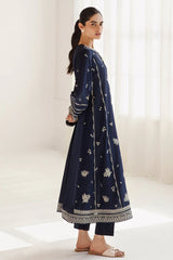 BrandsInn-3PC DHANAK SEQUENCE EMBROIDERED SHIRT WITH COUTRAI PRINTED SHAWL & DHANAK TOUSER-BI-4142