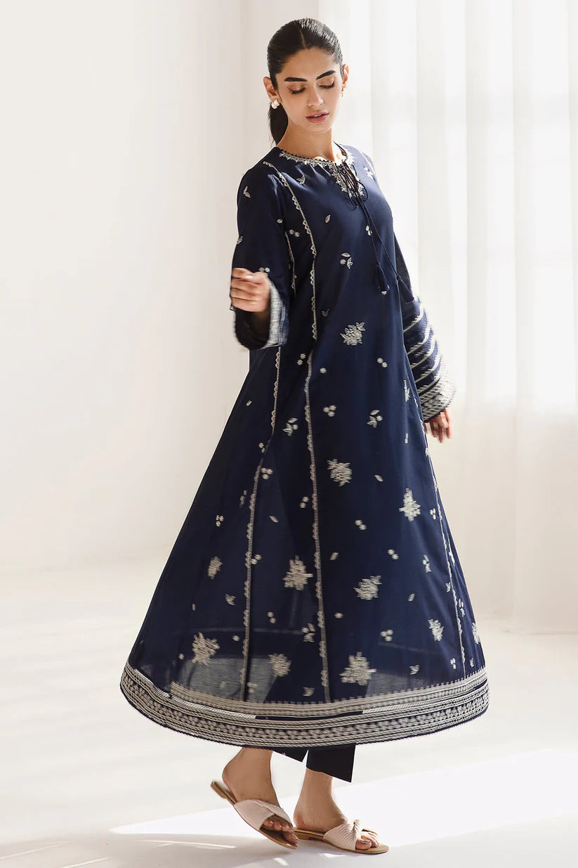 BrandsInn-3PC DHANAK SEQUENCE EMBROIDERED SHIRT WITH COUTRAI PRINTED SHAWL & DHANAK TOUSER-BI-4142