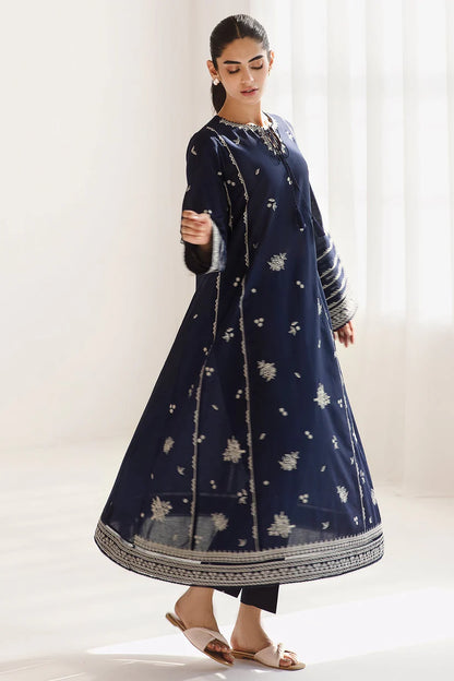 BrandsInn-3PC DHANAK SEQUENCE EMBROIDERED SHIRT WITH COUTRAI PRINTED SHAWL & DHANAK TOUSER-BI-4142