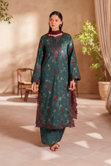 BrandsInn-3PC LAWN EMB PRINTED SHIRT WITH CHIFFON EMBROIDERED AND PRINTED TROUSER-BI-029
