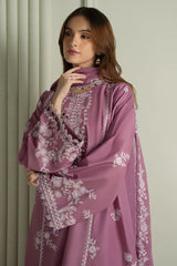 BrandsInn-3PC LAWN EMBROIDERED SHIRT CHIFFON EMBROIDRERD DUPATTA & TROUSER-BI-4501