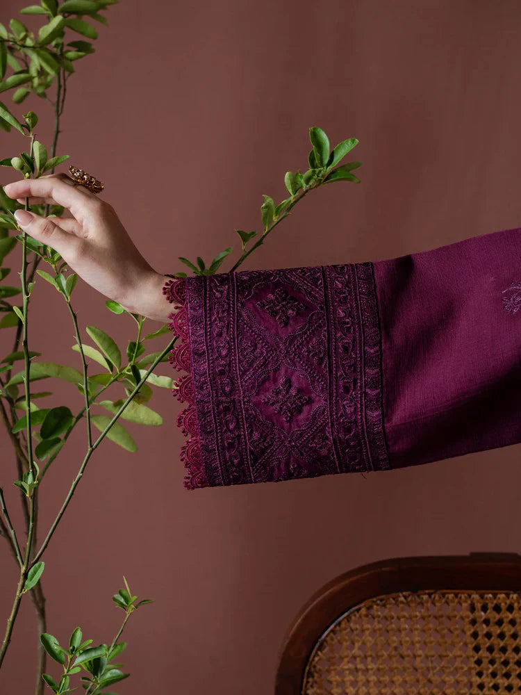 BrandsInn-3PC DHANAK EMBROIDERED SHIRT WITH COURTRAI PRINTED SHAWL & TOUSER-BI-4219