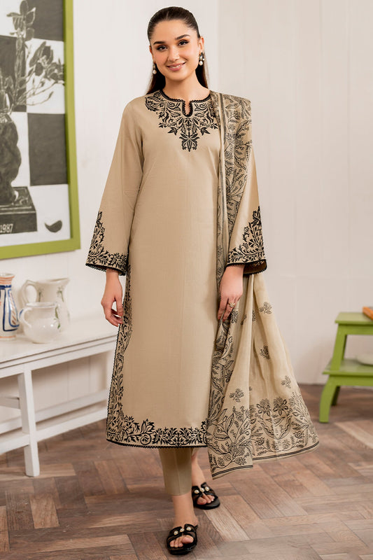 BrandsInn-3PC LAWN EMBROIDERED SHIRT WITH MONARK PRINT DUPATTA AND TROUSER-BI-162